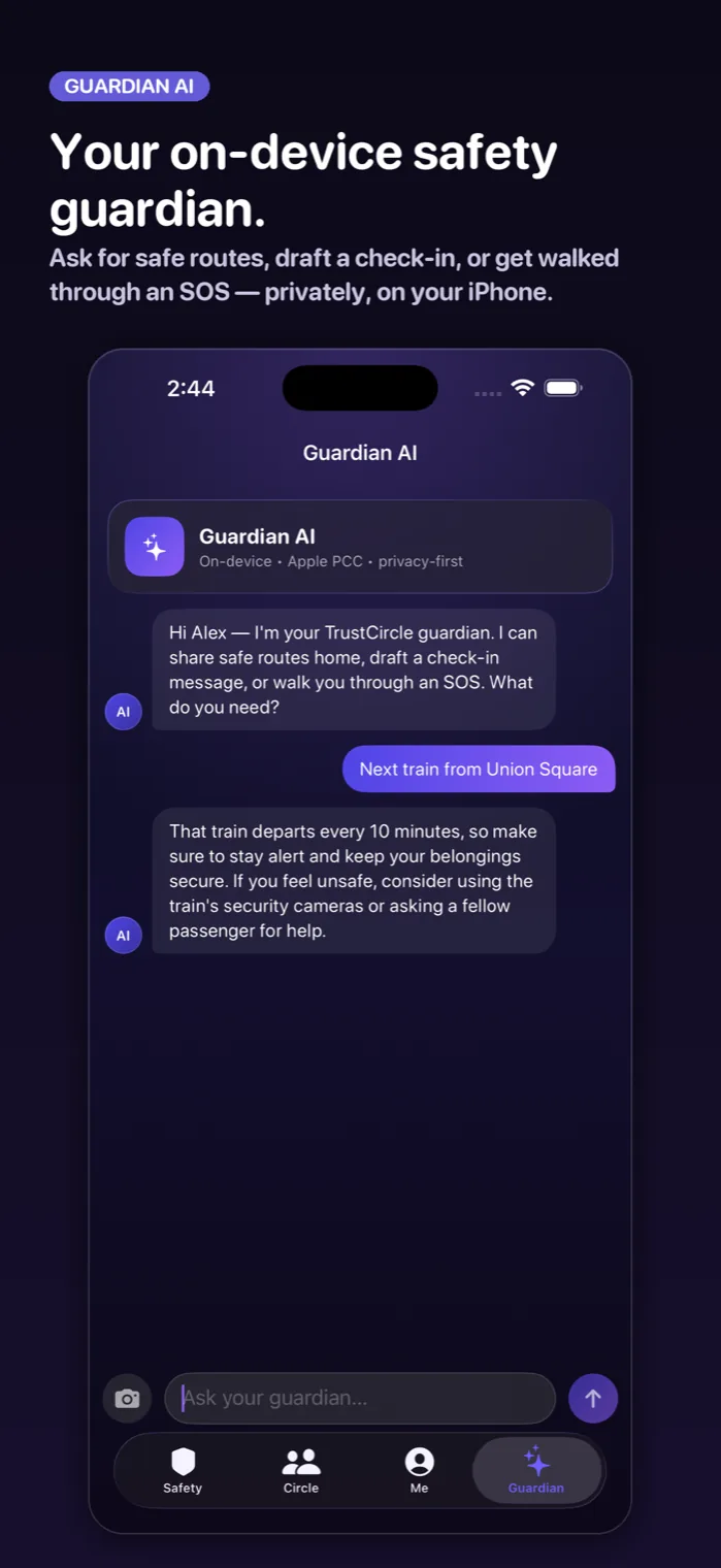 Guardian mode screen
